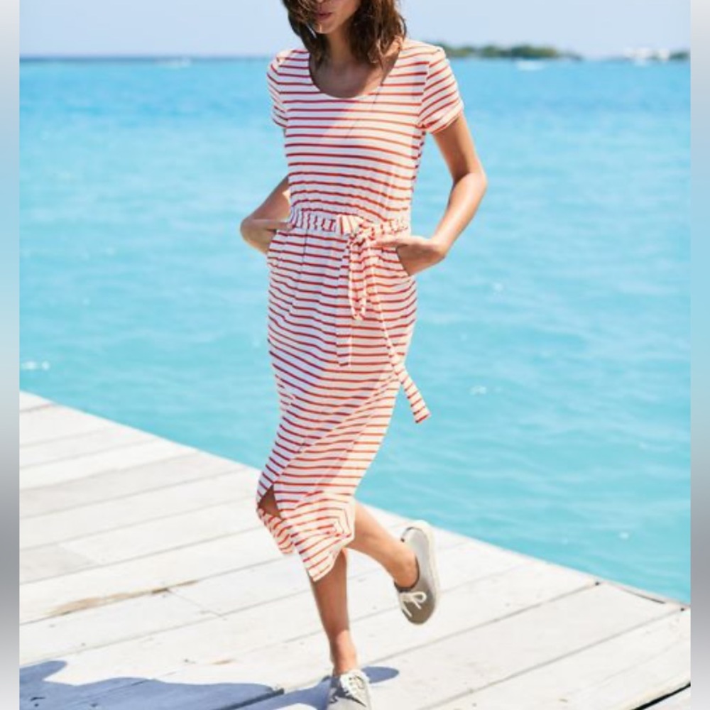 Boden red/white stripe Hallie knit dress Sz 6R EUC